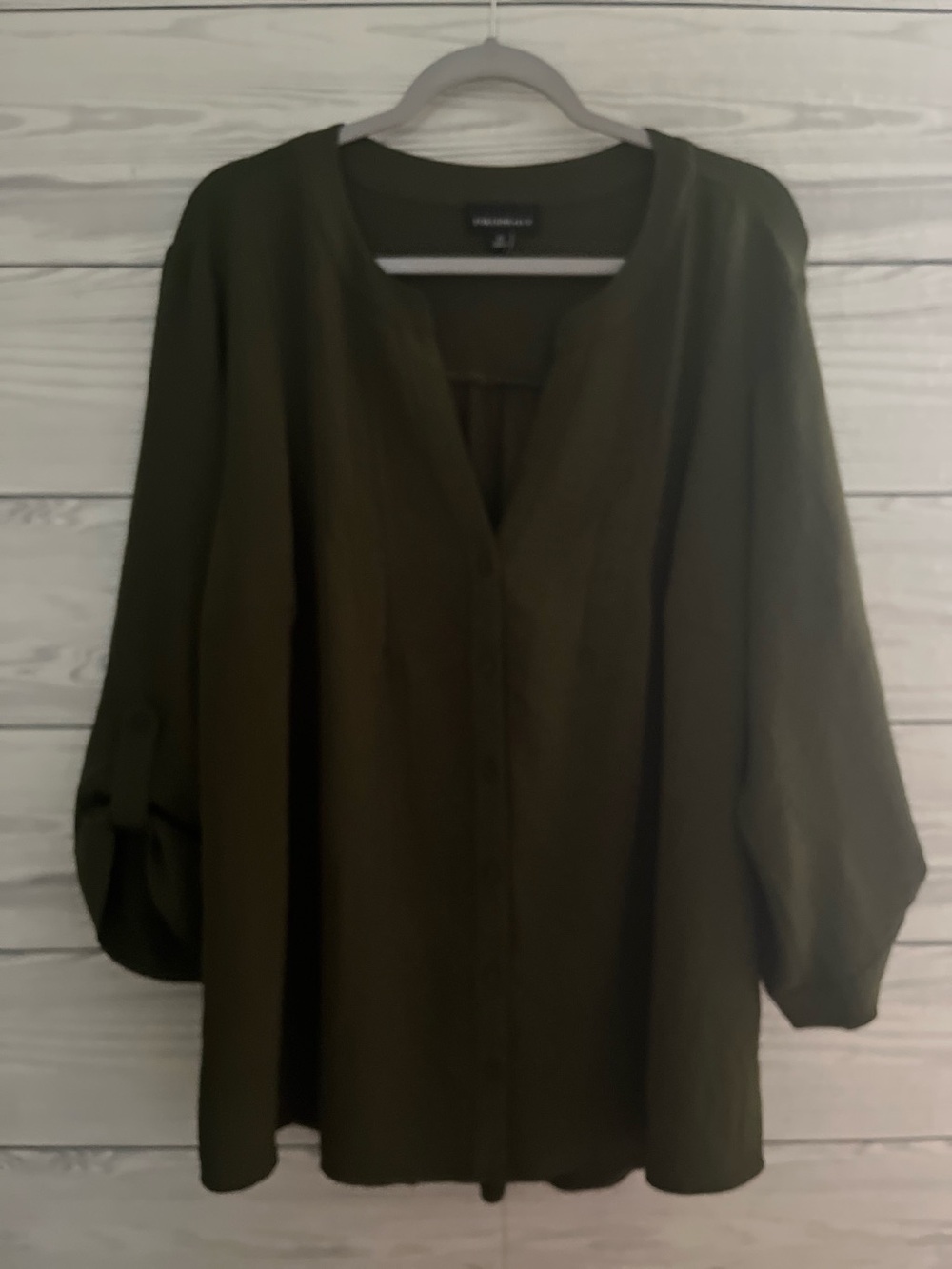 Fortune & Ivy Dark Olive Casual top 2X